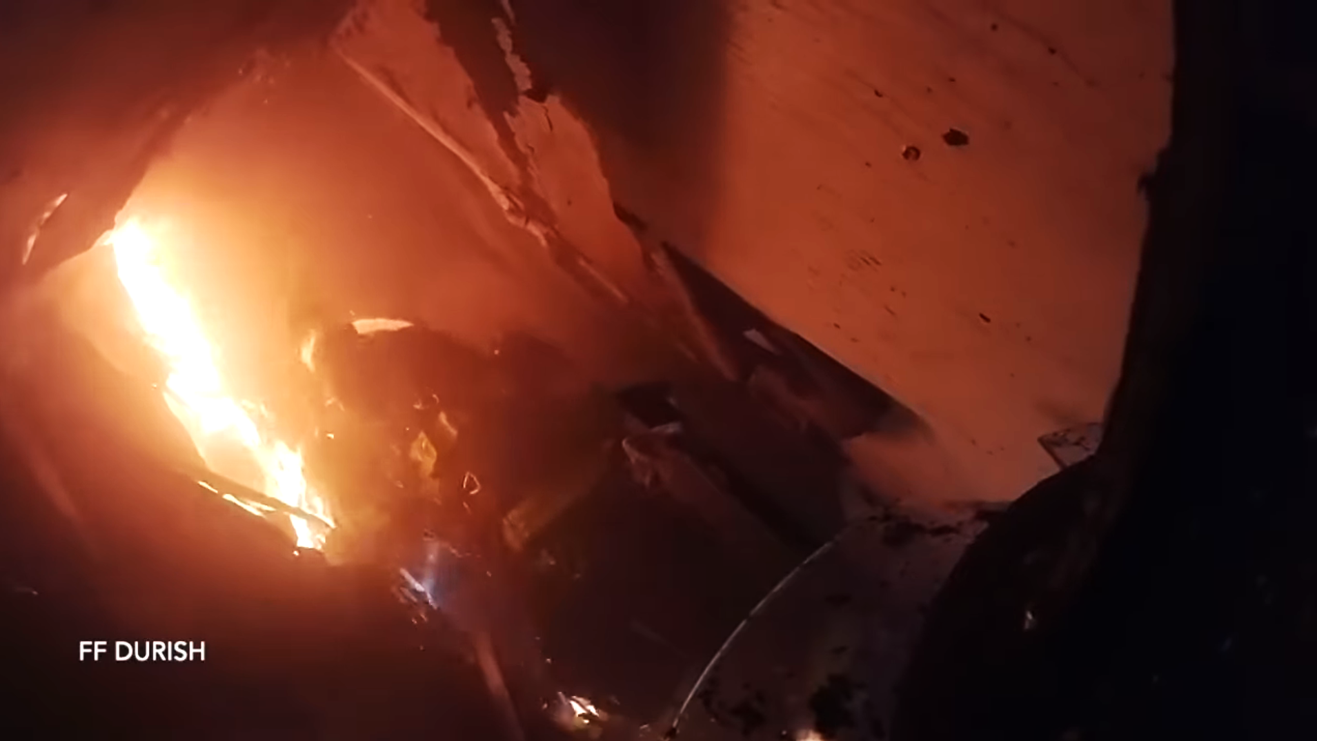 Multiple views from inside Pennsylvania house fire